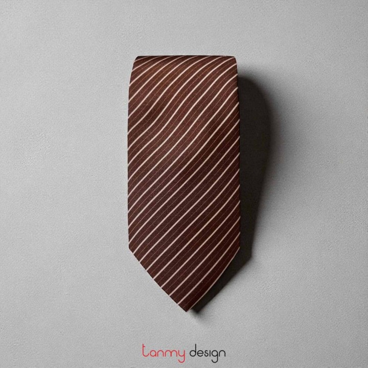 Cà vạt lụa họa tiết kẻ nâu ( các mẫu )